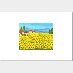 Field with sunflowers Posters and Art